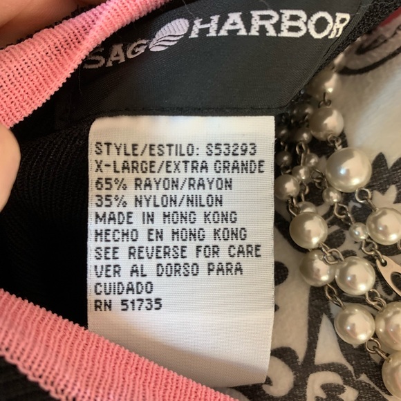 SAG Harbor- women’s button up cardigan, black and pink, size XL - Picture 7 of 9